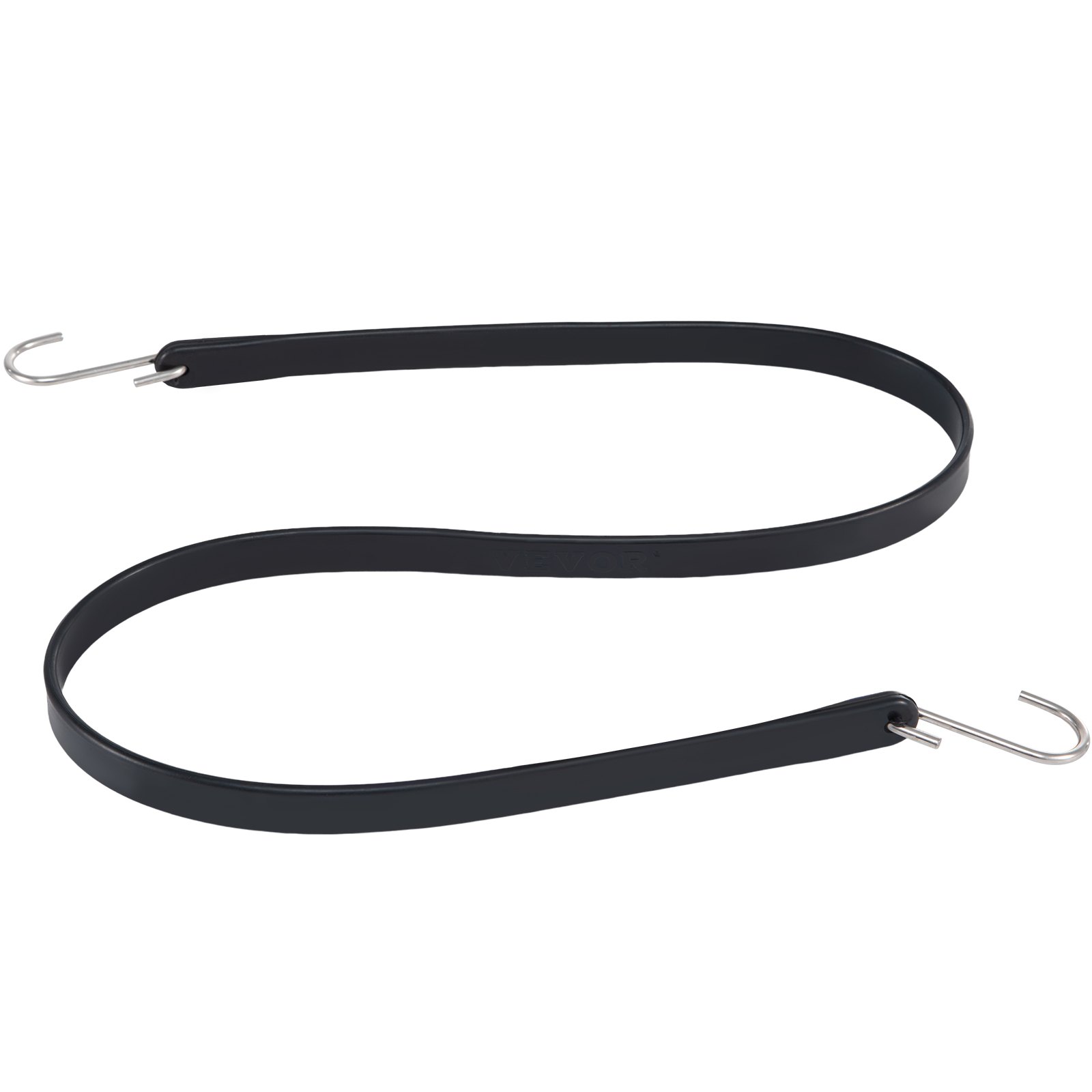 black VEVOR rubber bungee cord with metal hooks at each end.