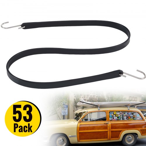 VEVOR Rubber Bungee Cords, 53 Pack 31" Long, Weatherproof EPDM Rubber Tie Down Straps with Crimped S Hooks, Heavy Duty Outdoor Tarp Straps for Securing Flatbed Trailers, Canvases, Cargo, and More