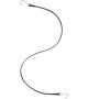 black VEVOR rubber bungee cord with metal hooks on white background, illustrating flexibility and durability.
