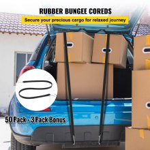 VEVOR Rubber Bungee Cords, 53 Pack 78.74cm Long, Weatherproof EPDM Rubber Tie Down Straps with Crimped S Hooks, Heavy Duty Outdoor Tarp Straps for Securing Flatbed Trailers, Canvases, Cargo, and More