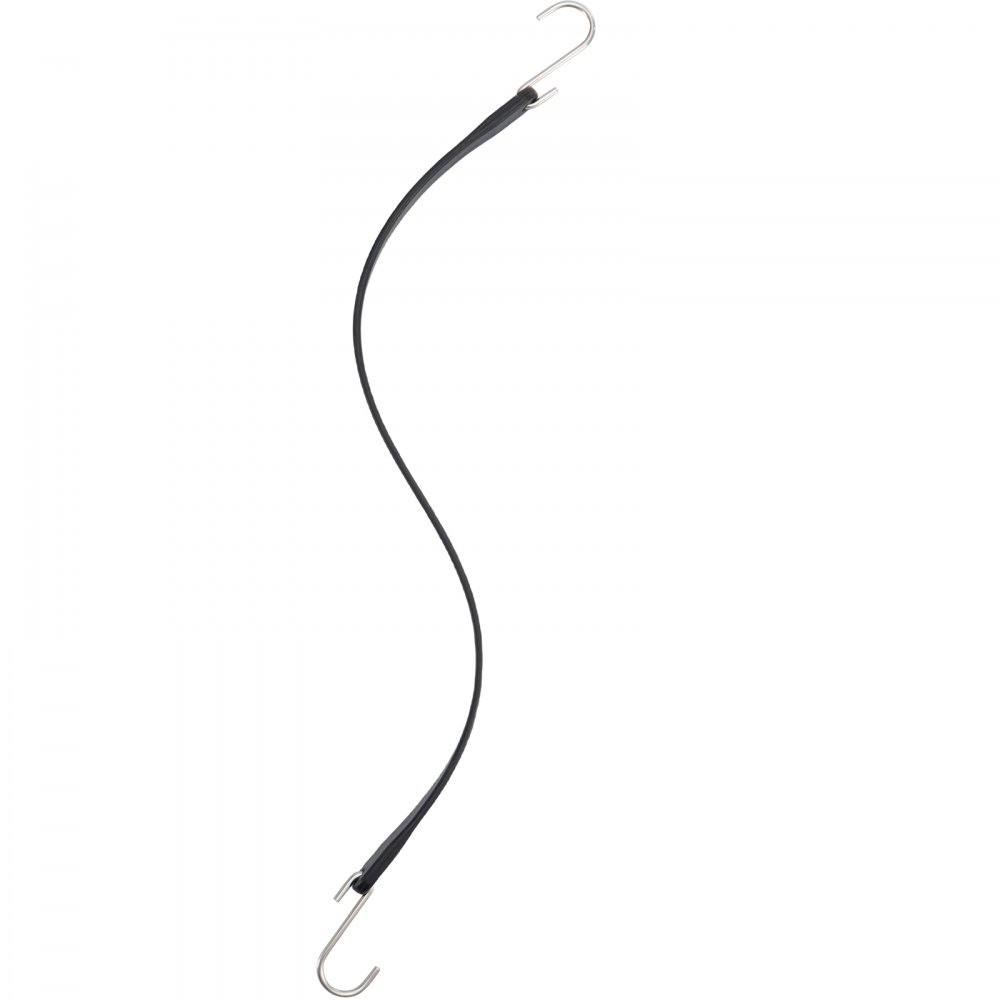 VEVOR rubber bungee cord with metal hooks, black elastic strap for securing loads.
