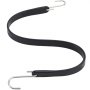 black VEVOR rubber bungee cord with metal hooks at both ends, coiled in an s shape.