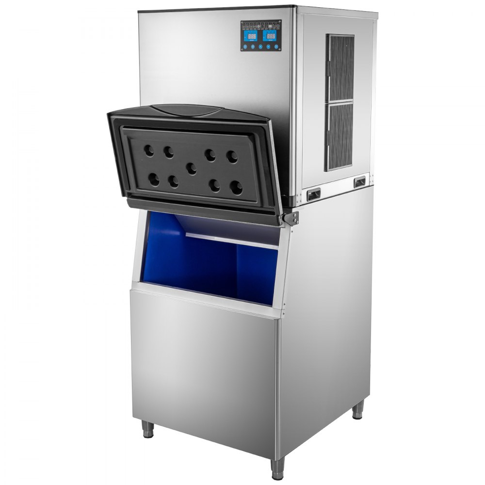 VEVOR Slice Ice Machine 570 LBS/24 H Ice-Making Capacity Slice Flake Ice Maker with 529 LBS Ice Storage Capacity Slice Flake Ice Machine Split-Type Slice Ice Maker with Water Filters for Cafeteria