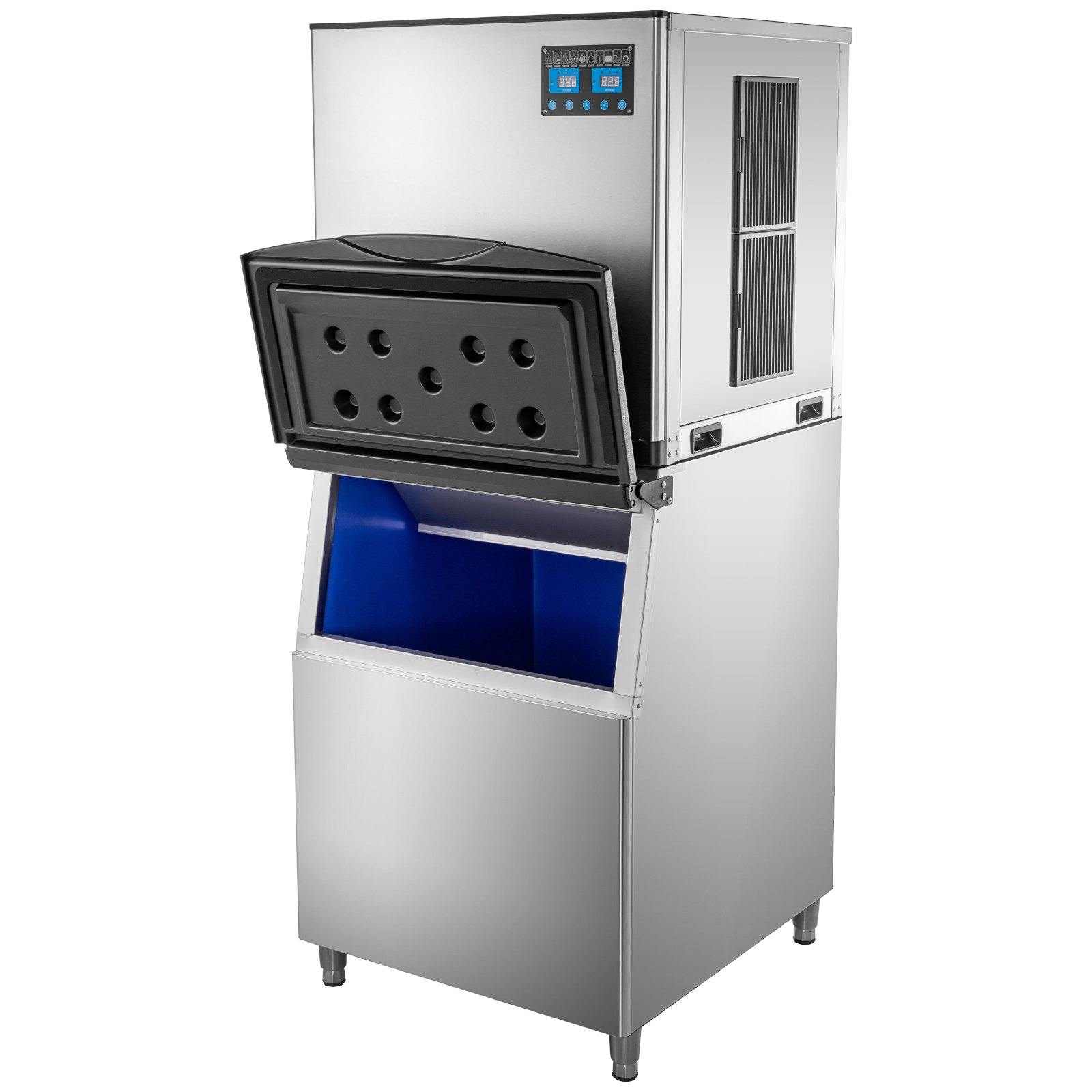 VEVOR Slice Ice Machine 570 LBS/24 H Ice-Making Capacity Slice Flake Ice Maker with 529 LBS Ice Storage Capacity Slice Flake Ice Machine Split-Type Slice Ice Maker with Water Filters for Cafeteria