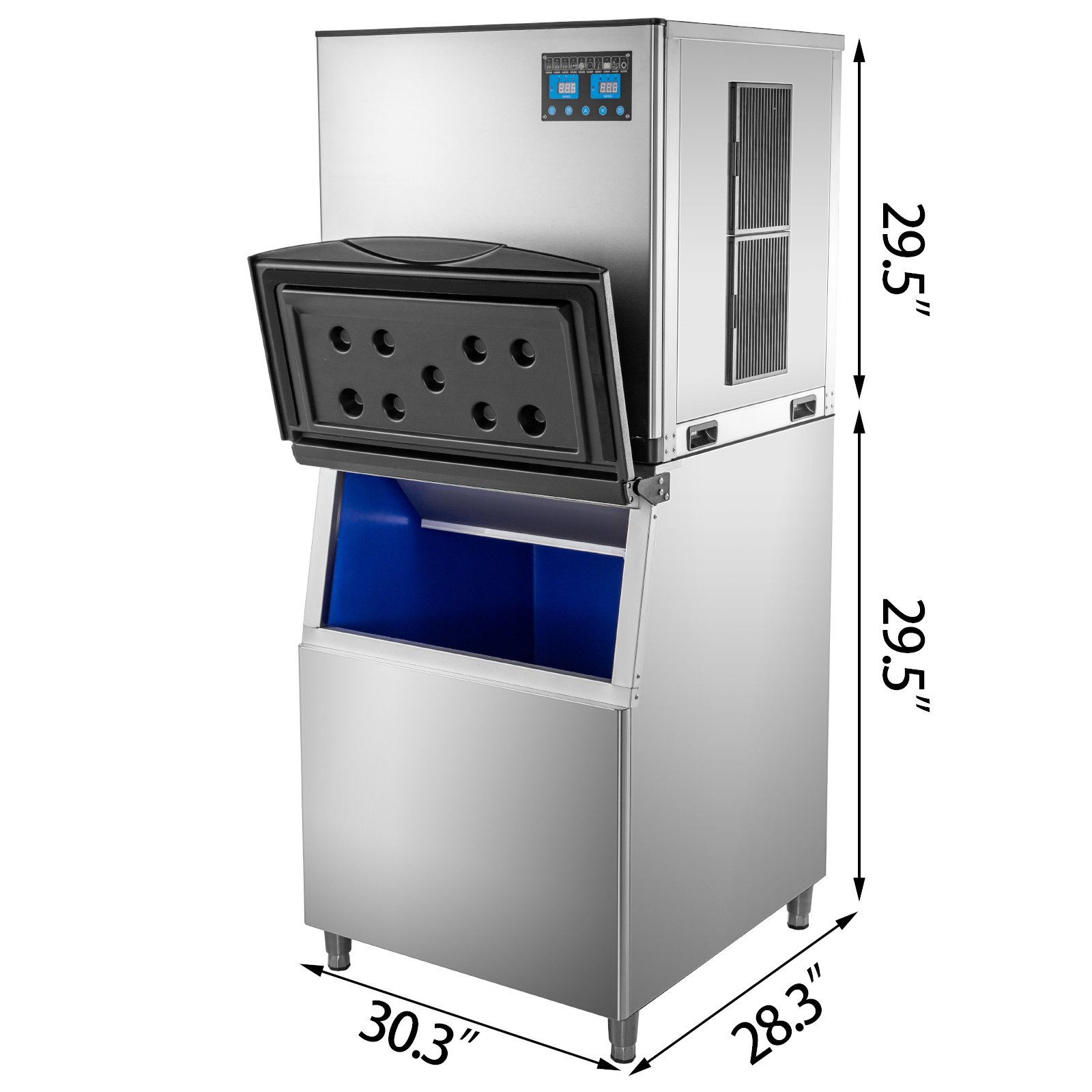 VEVOR Slice Ice Machine 570 LBS/24 H Ice-Making Capacity Slice Flake Ice Maker with 529 LBS Ice Storage Capacity Slice Flake Ice Machine Split-Type Slice Ice Maker with Water Filters for Cafeteria