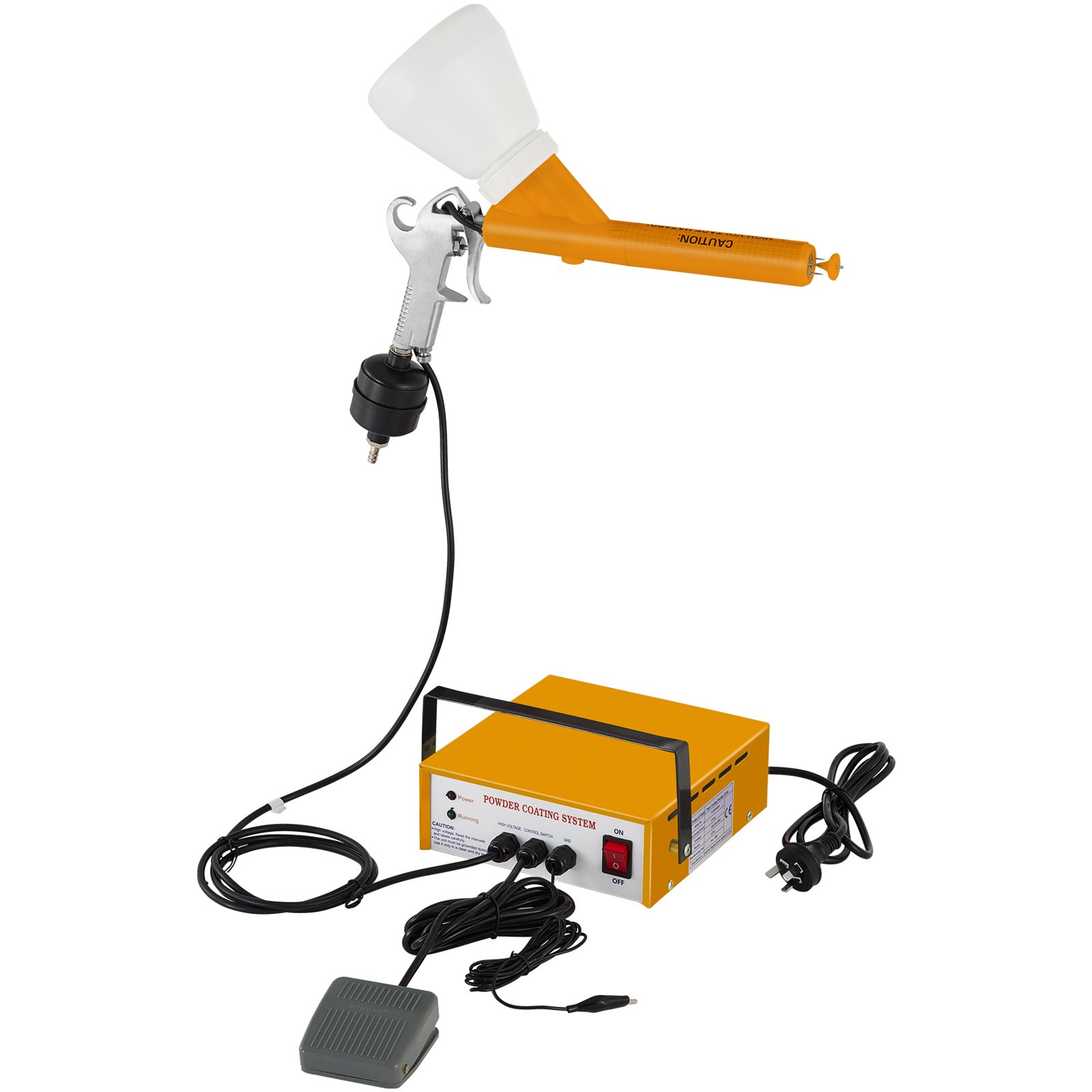VEVOR PC03-5 Powder Coating System Electric Spray Gun Painter Portable Powder Coating Gun Yellow Paint Spray Gun