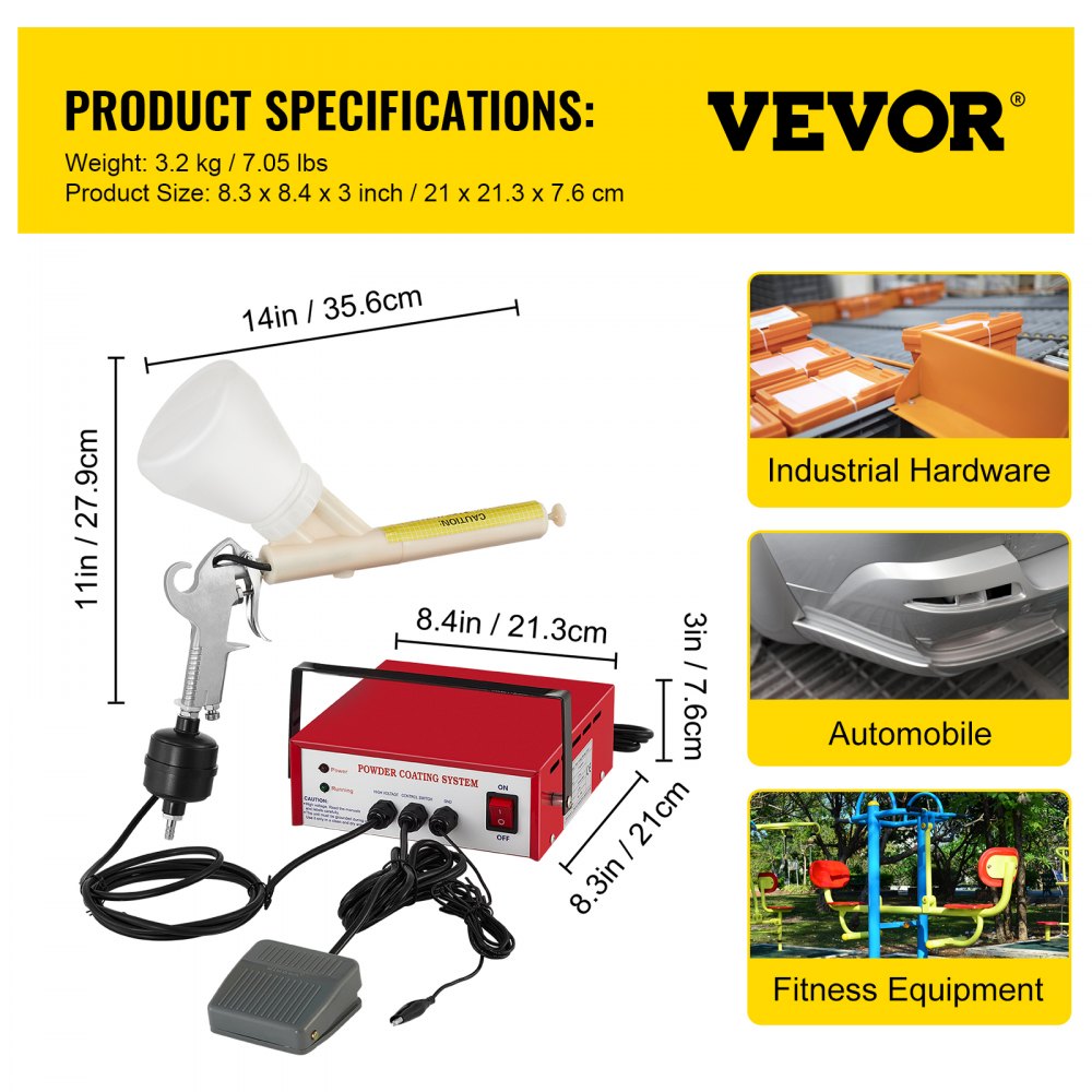 Powder Coating System Portable Electrostatic Spray Paint Gun PC03