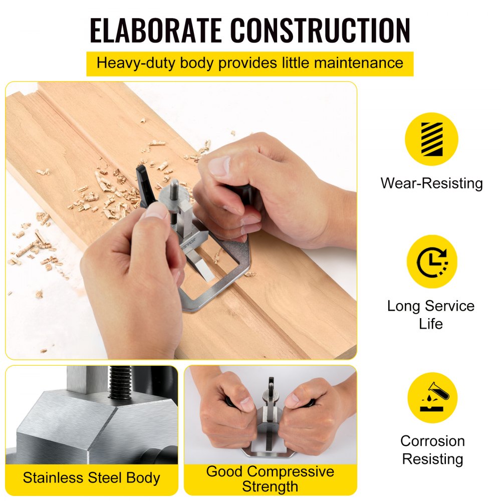 VEVOR Router Plane, Easy Adjustable Blade Hand Planer, Comfortable Bakelite Handle, w/ Depth Stop, High Configuration Handheld Woodworking Tool for DIY Industry, Black