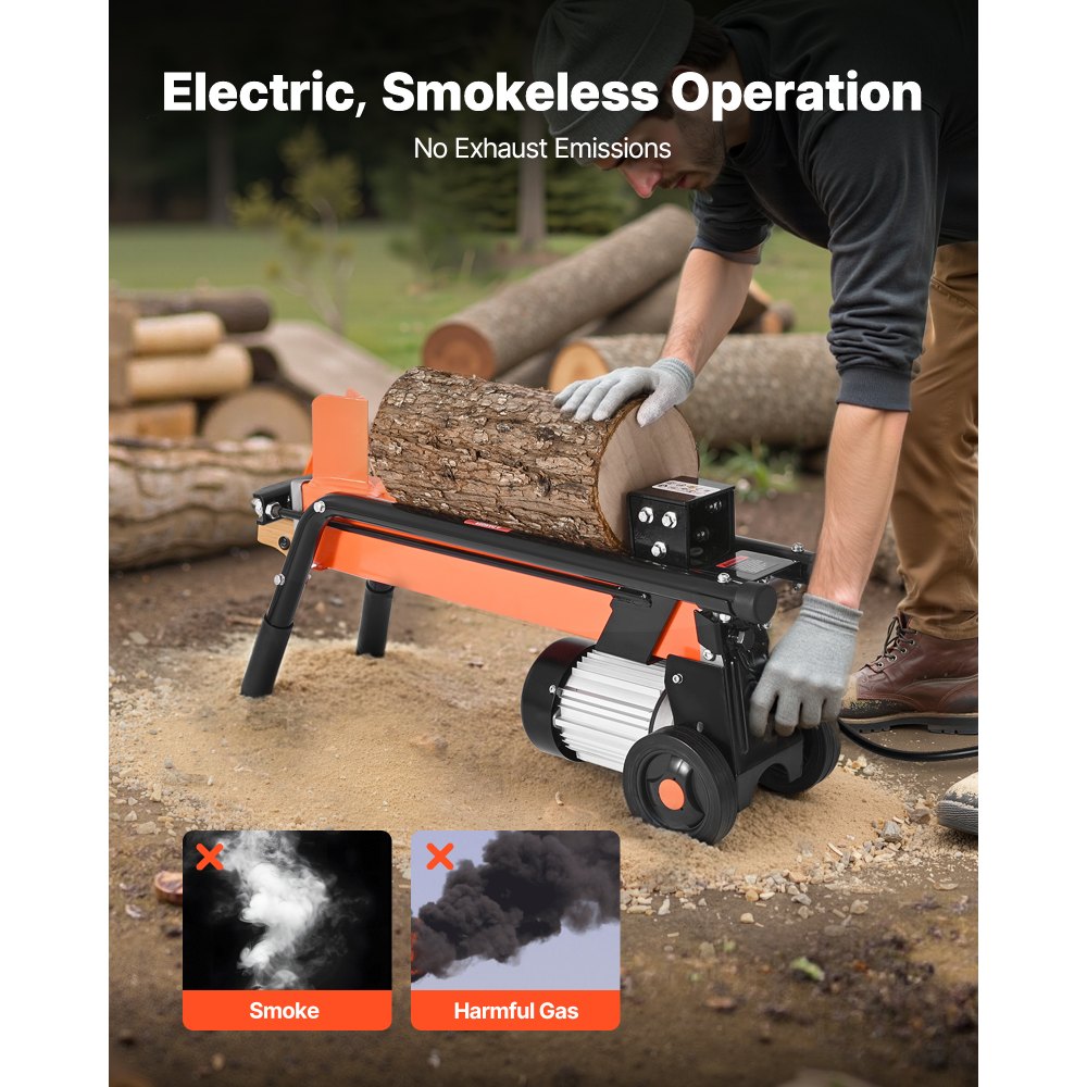 VEVOR Electric Log Splitter, 6.5 Tons Electric Wood Splitter, 1500W 15 Amp Motor, Portable Firewood Splitting Machine with 6" Wheels, Wood Splitters for Forestry Harvesting, Efficient & Secure