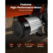VEVOR Electric Log Splitter 1500W 15 Amp Motor 6.5 Tons Wood Splitting Machine