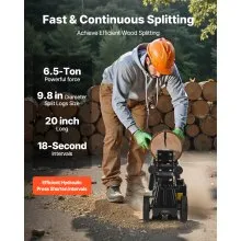 VEVOR Electric Log Splitter 1500W 15 Amp Motor 6.5 Tons Wood Splitting Machine