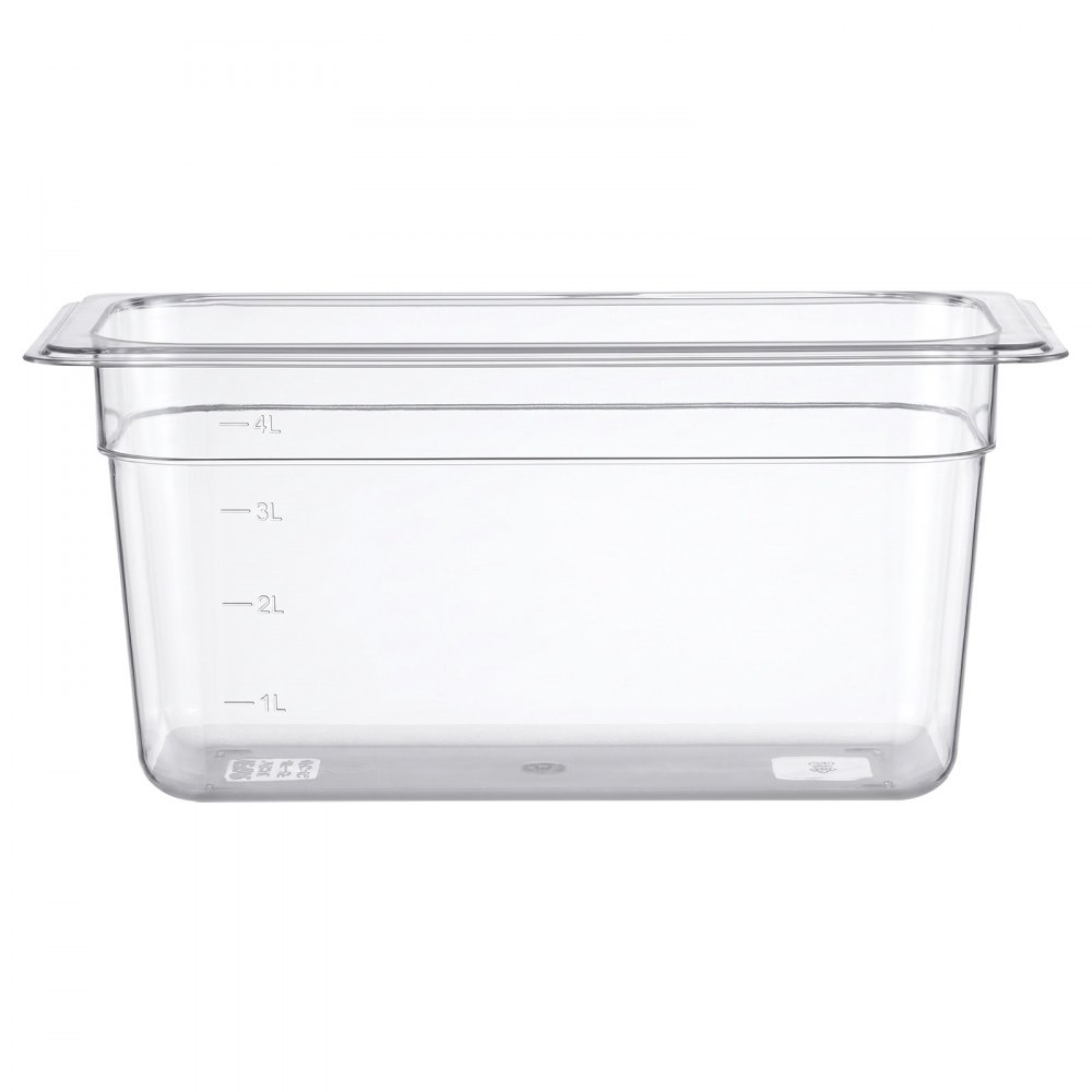 VEVOR 6-Pack Polycarbonate Food Pans, 1/3 Size, 6" Deep, with Lid, Clear, for Restaurants, Buffets and Salad Bars, Commercial Food Storage Containers, Dishwasher Compatible, Stackable, Scale Markings