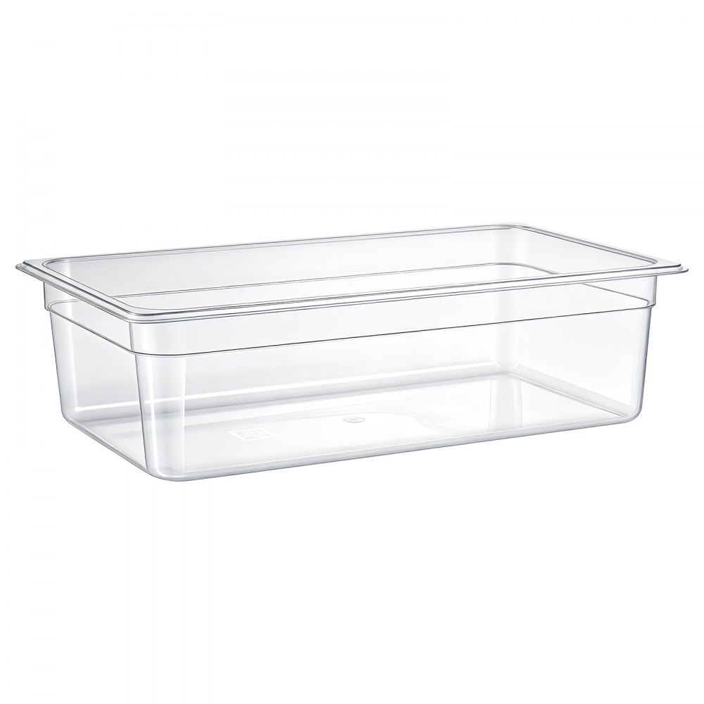 VEVOR Paquete de 6 bandejas de policarbonato para alimentos, tamaño completo, 15 cm de profundidad, transparentes, mesa de preparación para restaurantes, bufés, barras de ensaladas, contenedores comerciales para almacenamiento de alimentos, aptas para lavavajillas, apilables, con marcas de escala.