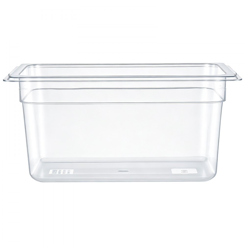 VEVOR 6-Pack Polycarbonate Food Pans, 1/2 Size, 6" Deep, with Lid, Clear, for Restaurants, Buffets and Salad Bars, Commercial Food Storage Containers, Dishwasher Compatible, Stackable, Scale Markings
