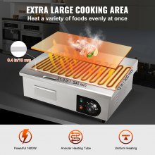 VEVOR Commercial Electric Griddle, 21", 1600W Countertop Flat Top Grill, Stainless Steel Teppanyaki Grill with Iron Cooking Plate, 122-572℉ Adjustable Temp Control 2 Shovels & Brushes, 110V