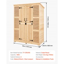 Outdoor Wooden Storage Shed Waterproof Garden Tool Shed with Lock 58x78 inch