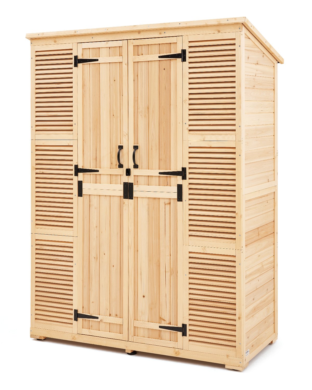 VEVOR Outdoor Storage Shed, Oversize Wooden Outside Storage Cabinet with Waterproof Roof and Metal Frame, Double Lockable Doors Garden Tool Shed Storage House Cabinet with Shelves & Floor, 58"x78"
