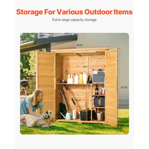 VEVOR Outdoor Storage Shed, Large Wooden Outside Storage Cabinet