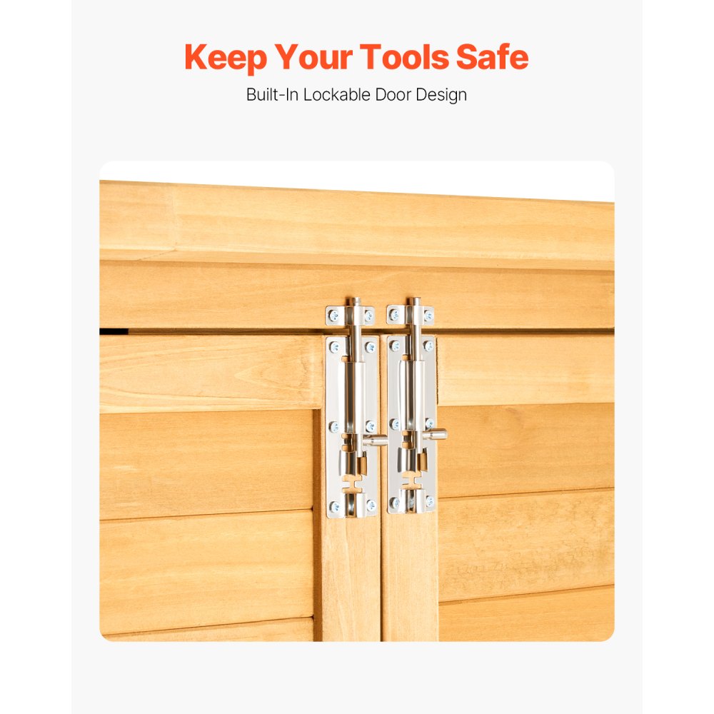 VEVOR Outdoor Storage Shed, Large Wooden Outside Storage Cabinet with Waterproof Roof and Metal Frame, Double Lockable Doors Garden Tool Shed Storage House Cabinet with Shelves & Floor, 55"x67.5"