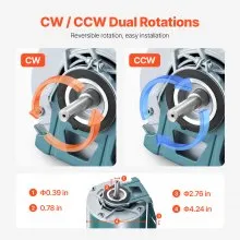 VEVOR 1/2HP Furnace Blower Motor 1720RPM, 115V 7.1A Belt Drive Blower Motor Single Phase - 0.5" Shaft Diameter, 1.6" Shaft Length, CW/CCW Rotation