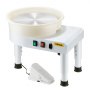 VEVOR Pottery Wheel, 14 in Ceramic Wheel Forming Machine, 60-300 RPM Speed Adjustable Foot Pedal, Adjustable Lift Leg, Detachable Basin, Complete Tool Accessory Kit for Work Art Craft DIY, White