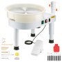 VEVOR Pottery Wheel, 35 cm Ceramic Wheel Forming Machine, 60-300 RPM Speed Adjustable Foot Pedal, Adjustable Lift Leg, Detachable Basin, Complete Tool Accessory Kit for Work Art Craft DIY, White