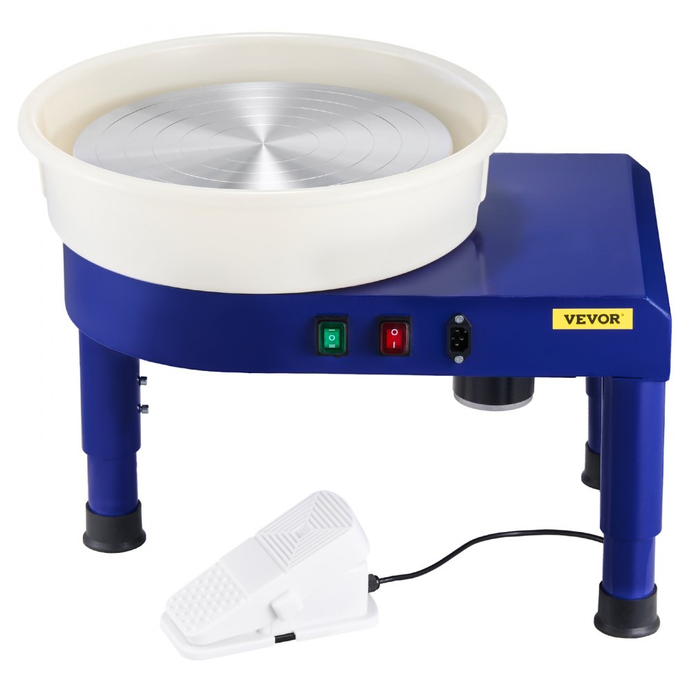 VEVOR Pottery Wheel, 35 cm Ceramic Wheel Forming Machine, 60-300 RPM Adjustable Speed with Foot Pedal Control, Detachable Basin, Adjustable Lift Leg, Complete Accessories for Home Pottery, DIY, Blue