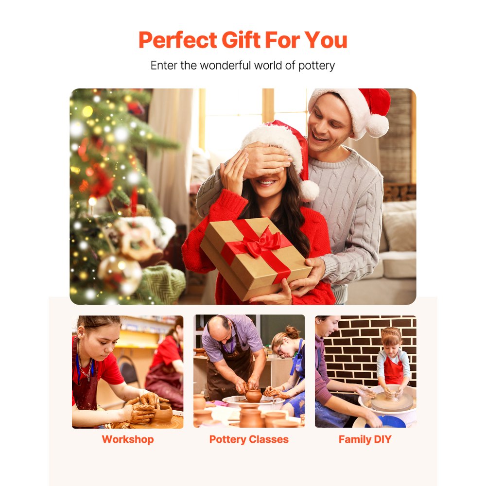 VEVOR Pottery Wheel, 14 in Ceramic Wheel Forming Machine, 60-300 RPM Speed Adjustable Foot Pedal, Adjustable Lift Leg, Detachable Basin, Complete Tool Accessory Kit for Work Art Craft DIY, Blue