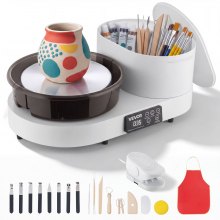 VEVOR Pottery Wheel for Adults, 11" Aluminum Turntable, 450W Electric Table Top Pottery Wheel with Foot Pedal, 30-300 RPM Adjustable Speed, Aluminum Body, for Beginners, DIY Clay Art Craft, White