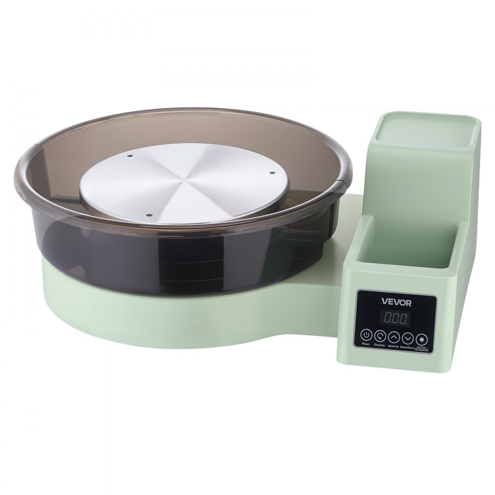 VEVOR Pottery Wheel for Adults, 36 and 28 cm Turntables, 450W Electric Table Top Pottery Wheel with Foot Pedal, 30-300 RPM Adjustable Speed, Detachable Basin, for Beginners, DIY Clay Art Craft, Green