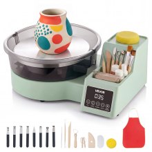 VEVOR Pottery Wheel for Adults, 11" Aluminum Turntable, 450W Electric Table Top Pottery Wheel with Foot Pedal, 30-300 RPM Adjustable Speed, Detachable Basin, for Beginners, DIY Clay Art Craft, Green