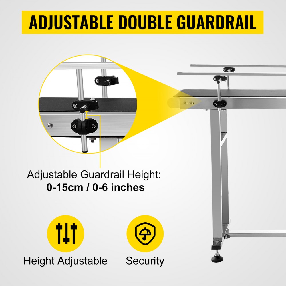VEVOR Belt Conveyor PVC Conveyor Belt 120x20cm Motorized Conveyor w/ Guardrails