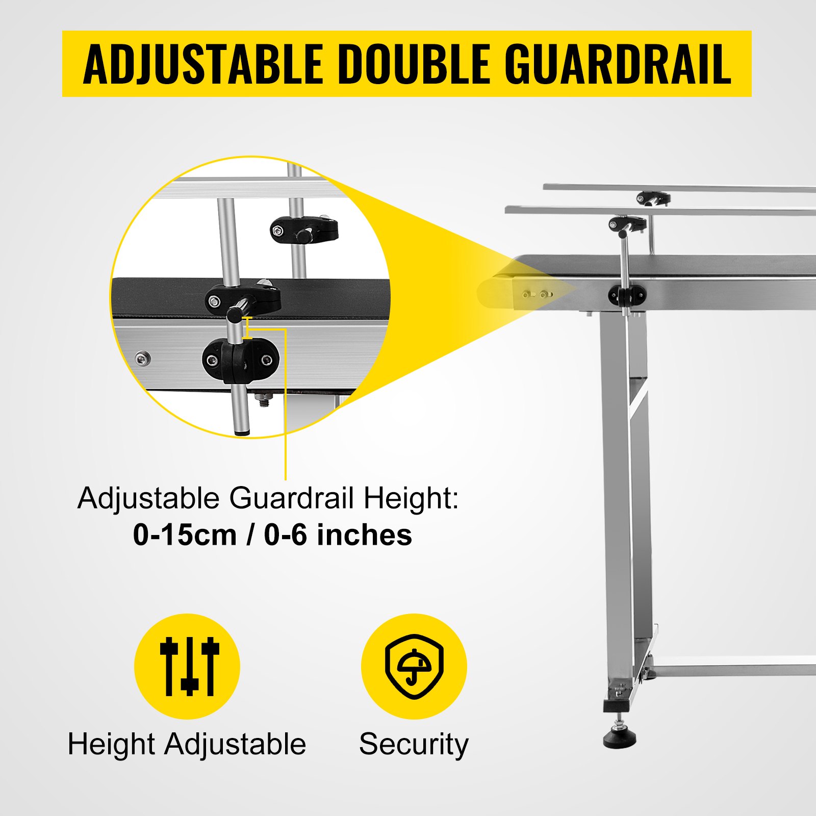 VEVOR Belt Conveyor PVC Conveyor Belt 120x20cm Motorized Conveyor w/ Guardrails