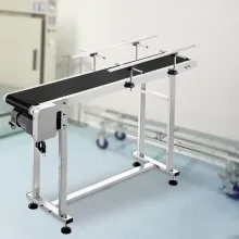 VEVOR Length 59-Inch Belt Conveyor, Width 15.7-Inch PVC Conveyor Belt, Motorized Conveyor Industrial Transport Conveyor, w/Double Guardrails Anti-Static Adjustable Conveyor Table