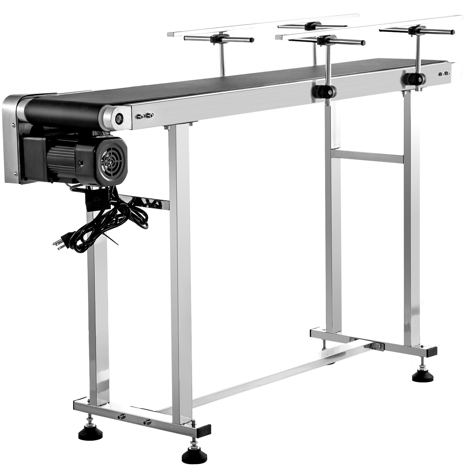 VEVOR Length 59-Inch Belt Conveyor, Width 15.7-Inch PVC Conveyor Belt, Motorized Conveyor Industrial Transport Conveyor, with Double Guardrails Anti-Static Adjustable Conveyor Table