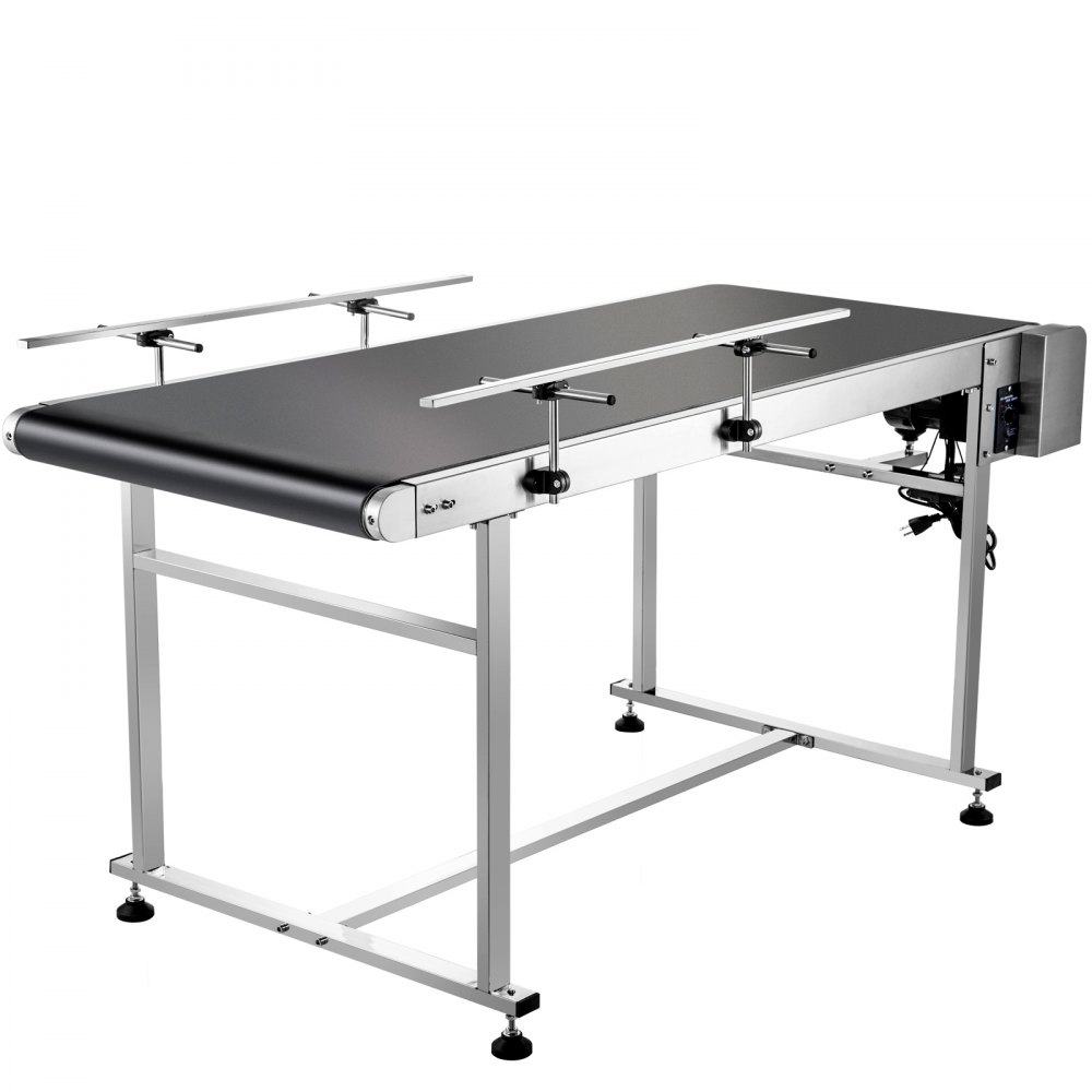 VEVOR Belt Conveyor Length 59-Inch, PVC Conveyor Belt Width 19.7-Inch, Motorized Conveyor Industrial Transport Conveyor with Double Guardrails Anti-static Adjustable Conveyor Table Electric Handling