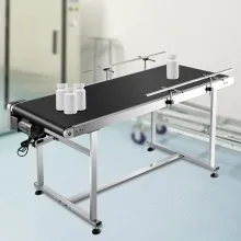 VEVOR Belt Conveyor Length 59-Inch, PVC Conveyor Belt Width 19.7-Inch, Motorized Conveyor Industrial Transport Conveyor w/ Double Guardrails Anti-static Adjustable Conveyor Table Electric Handling