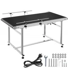 VEVOR Belt Conveyor Length 59-Inch, PVC Conveyor Belt Width 19.7-Inch, Motorized Conveyor Industrial Transport Conveyor w/ Double Guardrails Anti-static Adjustable Conveyor Table Electric Handling