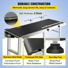 VEVOR Belt Conveyor Length 59-Inch, PVC Conveyor Belt Width 23.6-Inch, Motorized Conveyor Industrial Transport Conveyor w/ Double Guardrails Anti-static Adjustable Conveyor Table Electric Handling