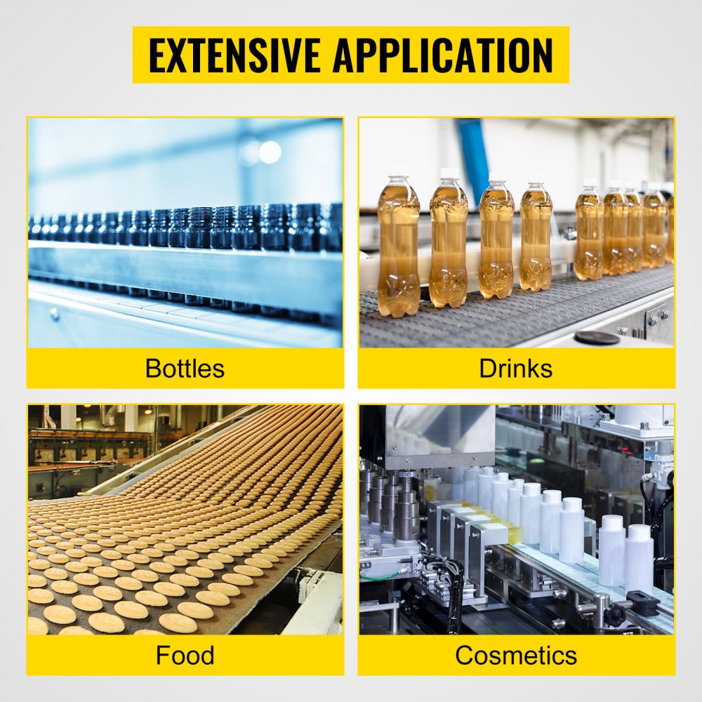 VEVOR Powered PVC Belt Conveyor 180x20CM w/ Guard Bar Laser Print Code Convey