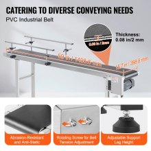 VEVOR Belt Conveyor, 59 x 15.7 inch Conveyor Table, Heavy Duty Stainless Steel Motorized Belt Conveyor for Inkjet Coding Applications Powered PVC Belt Anti-Static Adjustable Speed (Double Guardrail)