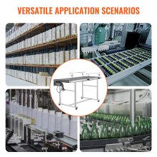 VEVOR Belt Conveyor, 59 x 23.6 inch Conveyor Table, Heavy Duty Stainless Steel Motorized Belt Conveyor for Inkjet Coding Applications Powered PVC Belt Anti-Static Adjustable Speed (Double Guardrail)