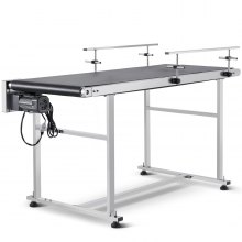 VEVOR Belt Conveyor, 59 x 23.6 inch Conveyor Table, Heavy Duty Stainless Steel Motorized Belt Conveyor for Inkjet Coding Applications Powered PVC Belt Anti-Static Adjustable Speed (Double Guardrail)