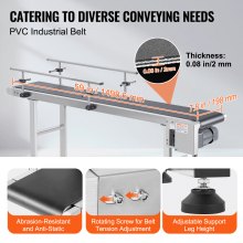 VEVOR Belt Conveyor, 59 x 7.8 inch Conveyor Table, Heavy Duty Stainless Steel Motorized Belt Conveyor for Inkjet Coding Applications Powered PVC Belt Anti-Static Adjustable Speed (Double Guardrail)