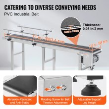 VEVOR Belt Conveyor, 71 x 7.8 inch Conveyor Table, Heavy Duty Stainless Steel Motorized Belt Conveyor for Inkjet Coding Applications Powered PVC Belt Anti-Static Adjustable Speed (Double Guardrail)