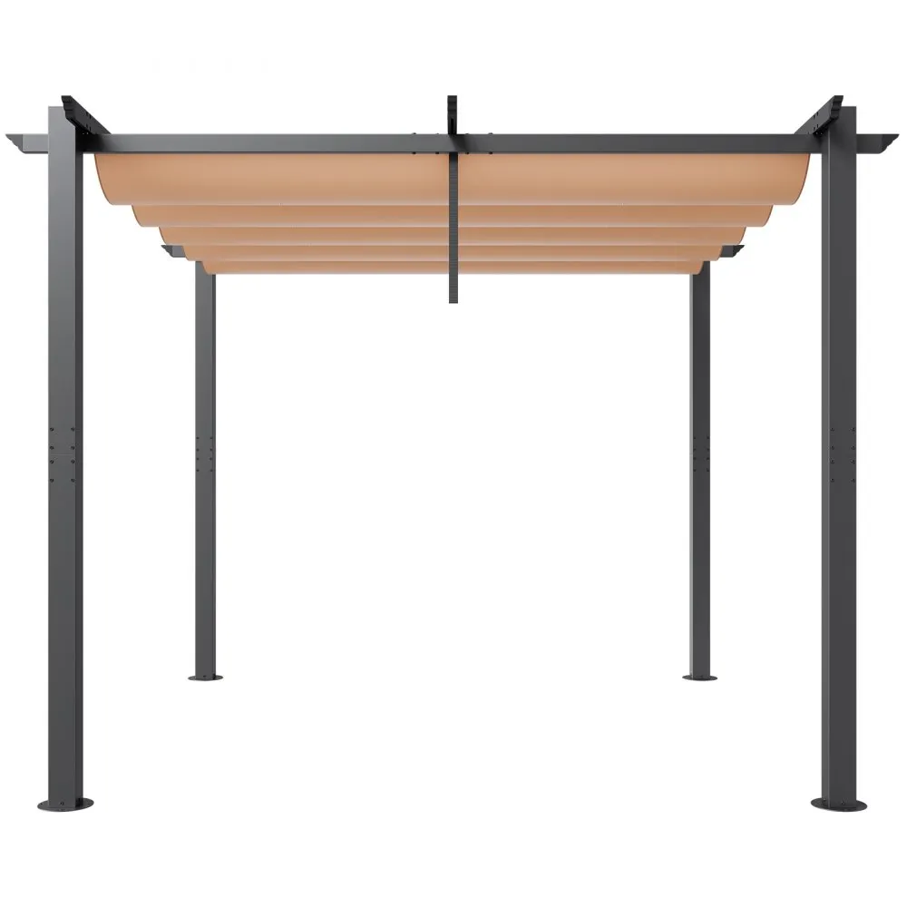 VEVOR 10'x10' Outdoor Retractable Pergola with Sun Shade Canopy Aluminum Beige