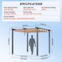 VEVOR 10'x10' Outdoor Retractable Pergola with Canopy, Aluminum Pergola with Retractable Canopy, Modern Pergola with Sun Shade Canopy for Patios, Gardens, Decks, Backyards (Beige)