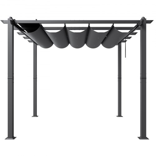 Pérgola De Jardín 3x3 M Con Techo Retráctil Y 3 Paredes Laterales – Acero Y Poliéster Resistente Al Agua Y UV – Color Crema – Montaje Fácil