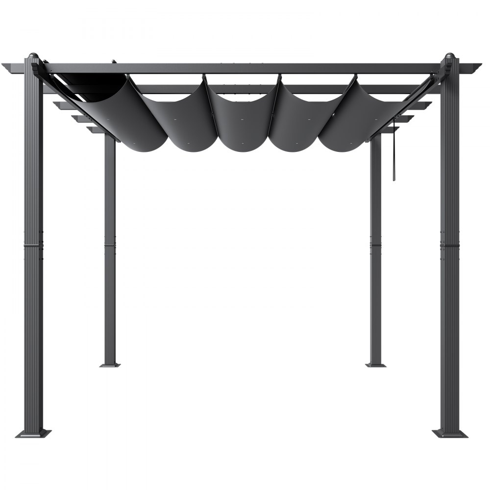 VEVOR 10'x10' Outdoor Retractable Pergola with Canopy, Aluminum Pergola with Retractable Canopy, Modern Pergola with Sun Shade Canopy for Patios, Gardens, Decks, Backyards (Gray)