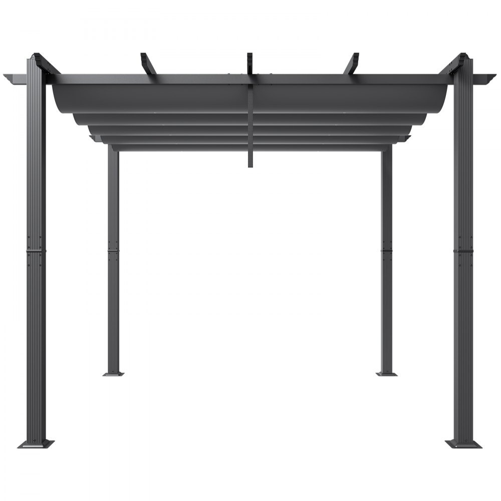 VEVOR 10'x10' Outdoor Retractable Pergola with Canopy, Aluminum Pergola with Retractable Canopy, Modern Pergola with Sun Shade Canopy for Patios, Gardens, Decks, Backyards (Gray)